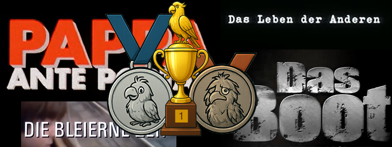 Quizpreise: Goldpokal-Papagei, Silberner Papagei-Medaille, Bronzener Papagei